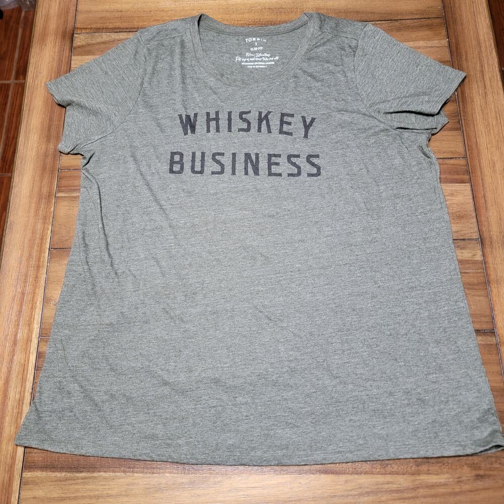 Torrid Slim Fit Grey Tee "Whisky Business" - Size 3